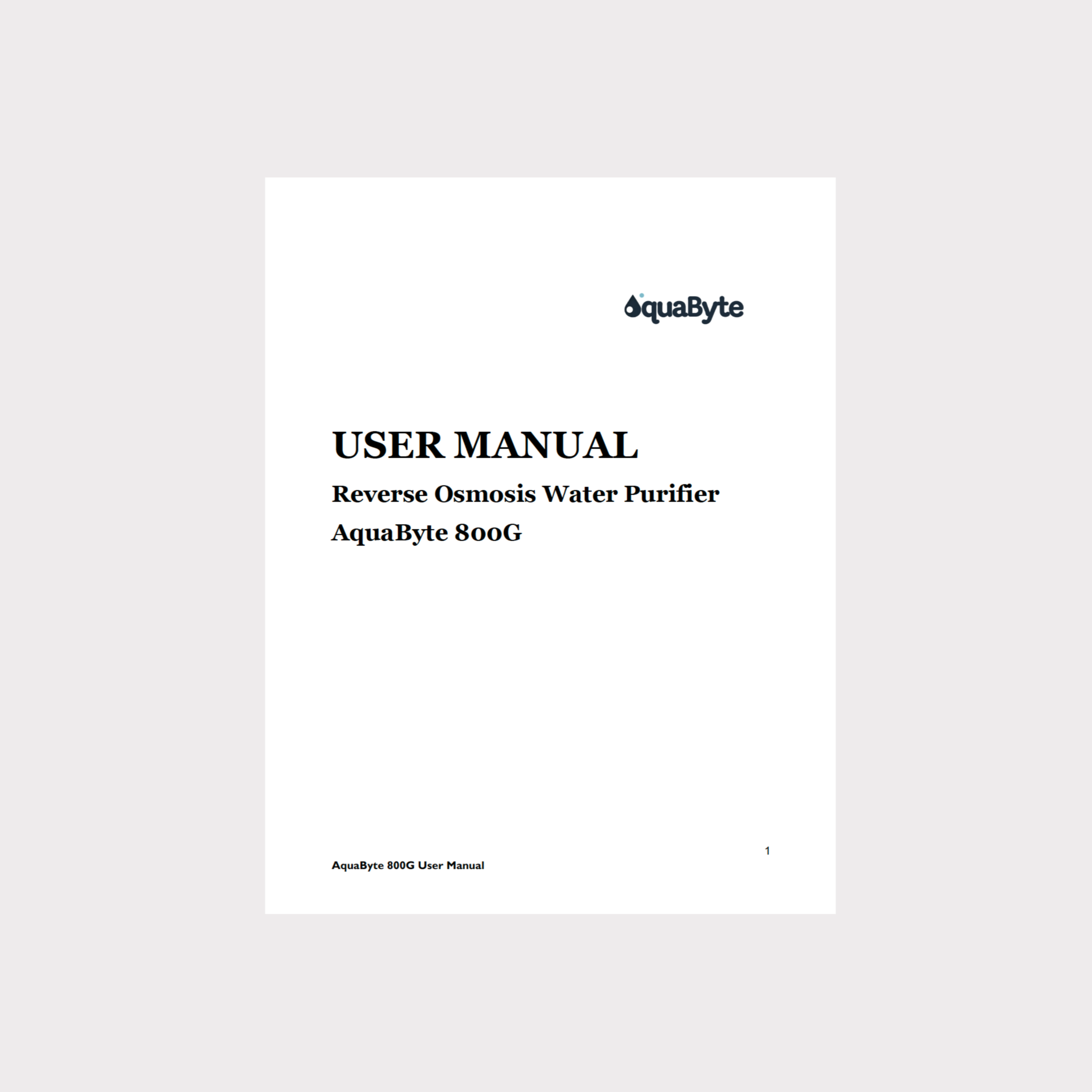 User manual for a Reverse Osmosis Water Purifier on a white background